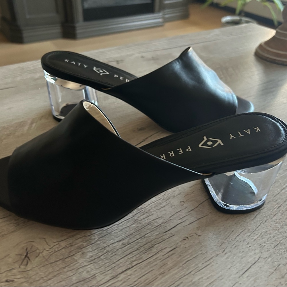 Katy Perry Collections Black Mules with Transparent Heel